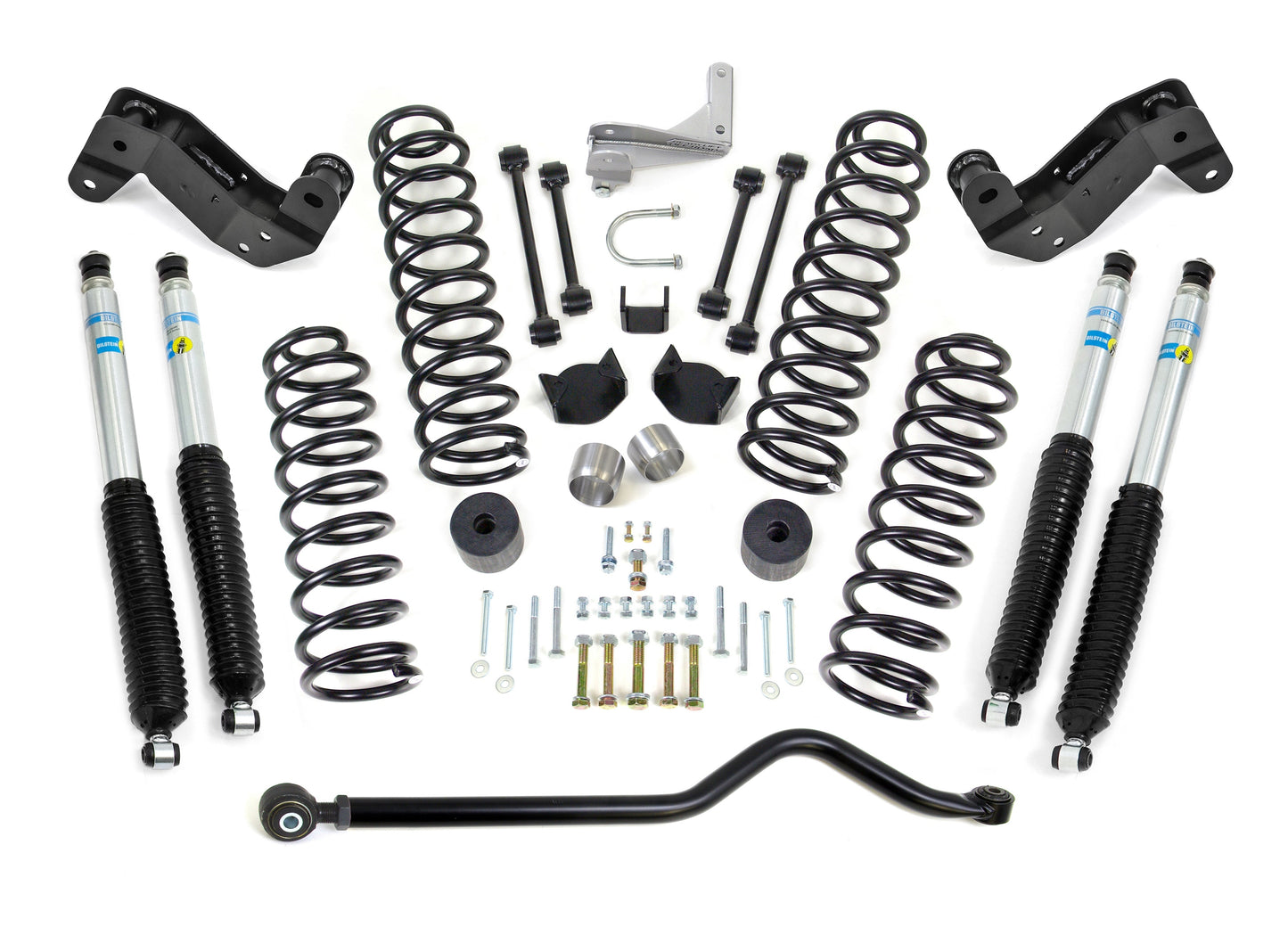 Jeep Wrangler JK 4'' Coil Spring Kit with Adjustable Track Bar, Caster Correction Bracket, Exhaust Spacer with Bilstein Shocks, 2017-2018, 4WD, 69-6404