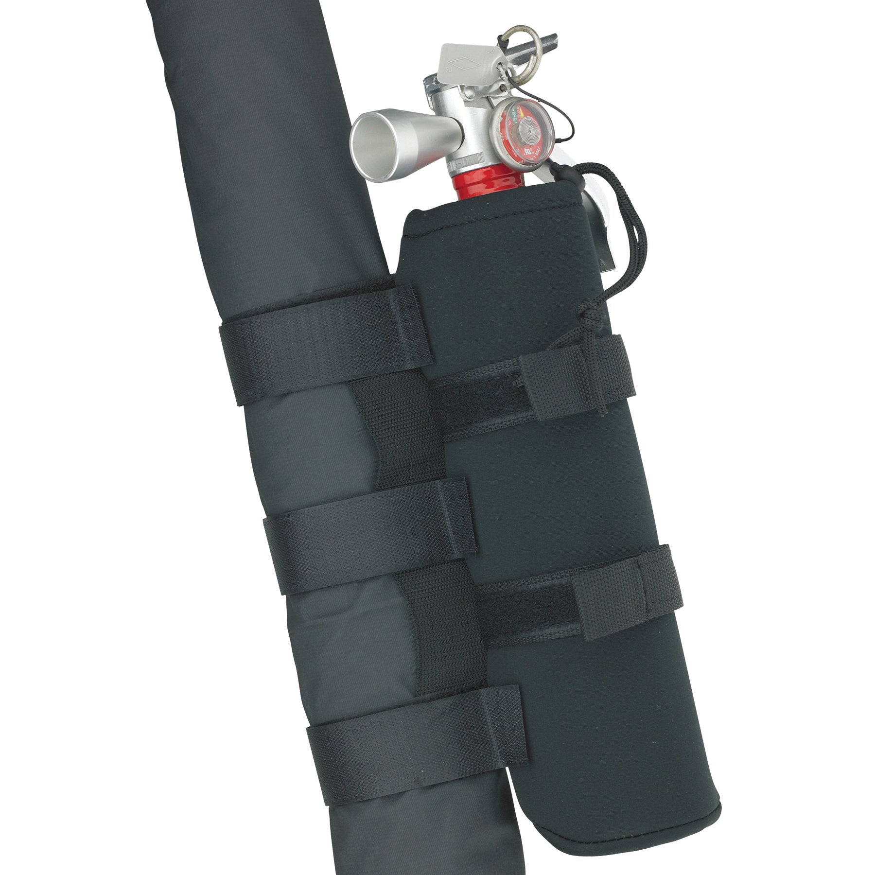 Smittybilt Universal Roll Bar Mount 2.5LB Fire Extinguisher Holder, Black, 769540