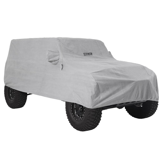 Smittybilt 2018-2025 Jeep Wrangler JLU Full Car Cover with Storage Bag, Lock & Cable, Gray, 18+, 845