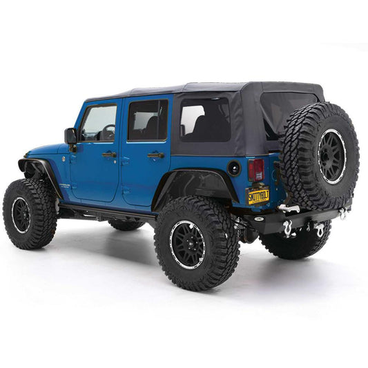 Smittybilt 2010-2018 Jeep Wrangler JKU OEM Replacement Soft Top with Tinted Windows, Black Diamond, 9085235