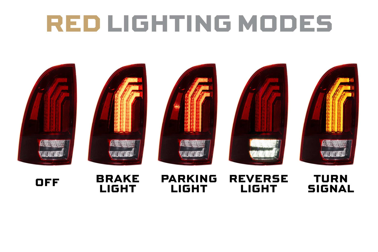 Morimoto Toyota Tacoma XB LED Tail Lights, 2005-2015, Fits: SR, SR5, Limited, and TRD Pro, Red Lens, Set, LF726