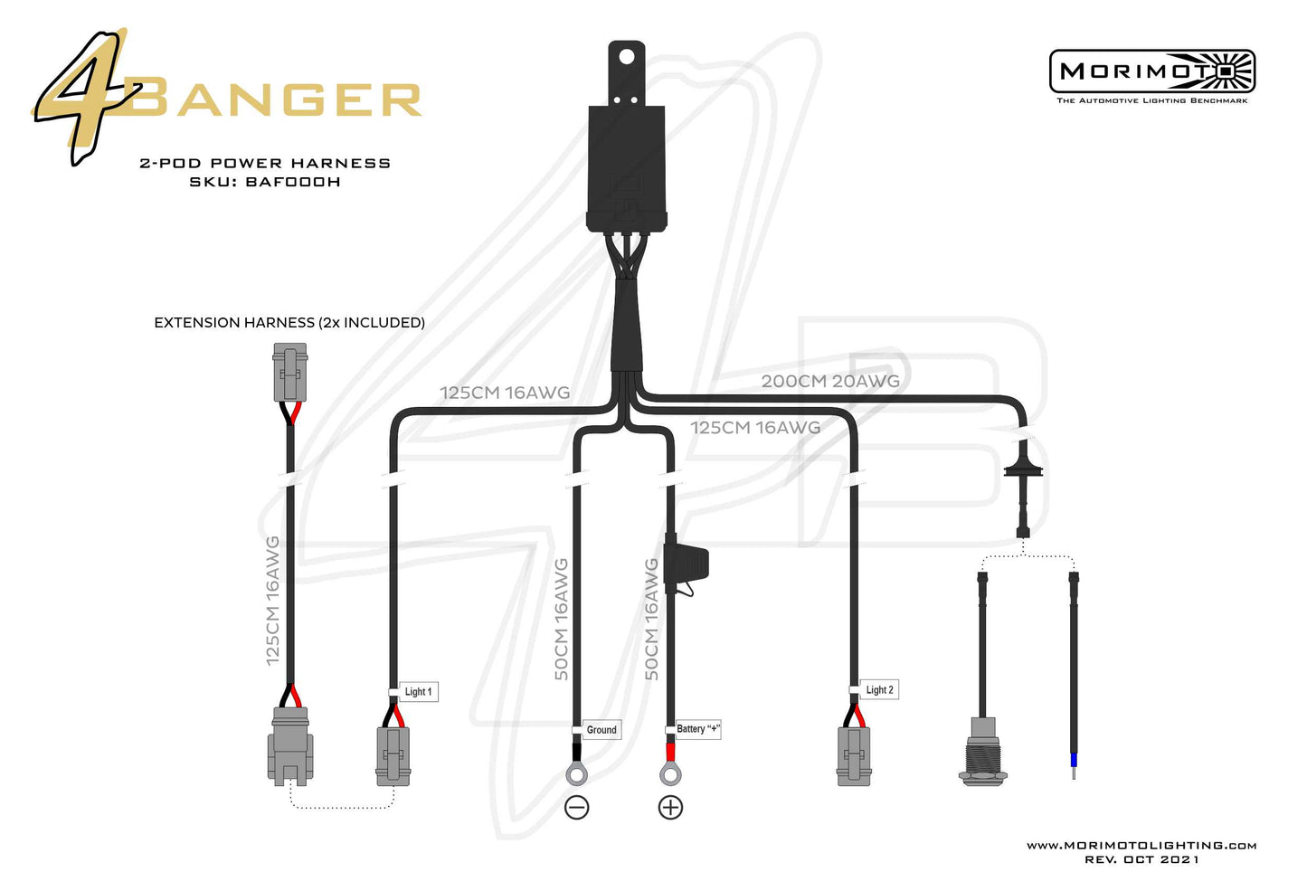 Morimoto Switched Power Harness, 2X Outputs, BAF000H