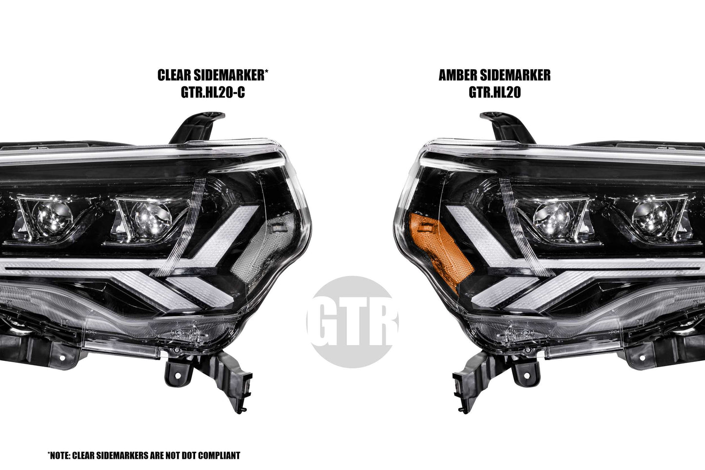 GTR Lighting Toyota 4Runner Carbide LED Headlights, 2014-2023, With Halogen high Beams, Adapter Harness for 2021+, Pair, Amber Sidemarker, GTR.HL20