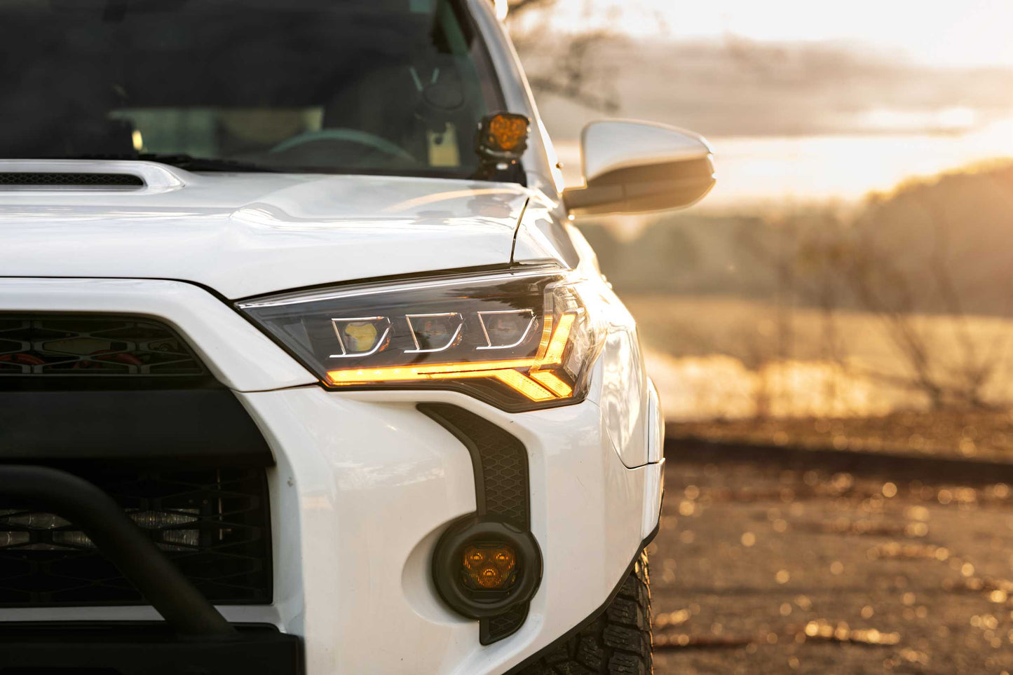 GTR Lighting Toyota 4Runner Carbide LED Headlights, 2014-2023, With Halogen high Beams, Adapter Harness for 2021+, Pair, Amber Sidemarker, GTR.HL20