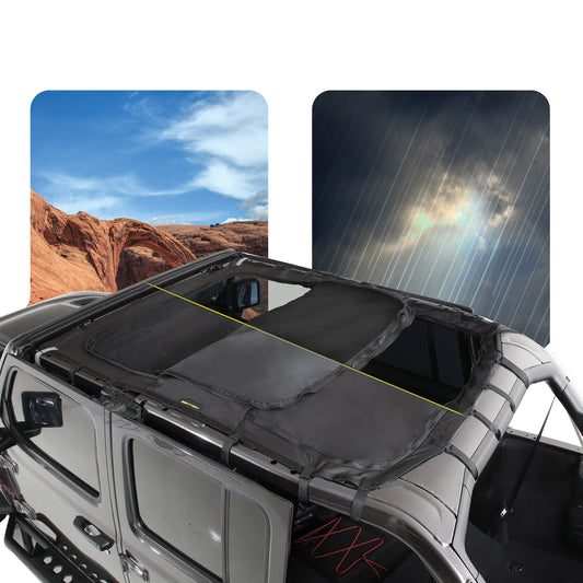 Smittybilt 2018-2025 Jeep Wrangler JLU Extended Shade Top with Skylights, Black Diamond/Mesh, 18+, 97500
