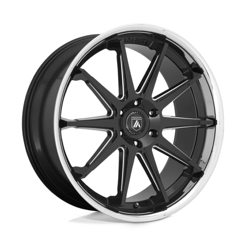 Asanti ABL-29 Emperor Gloss Black Milled With Chrome Lip Wheels