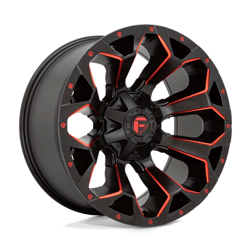 Fuel D787 Assault Matte Black Red Milled 1-Piece Wheels