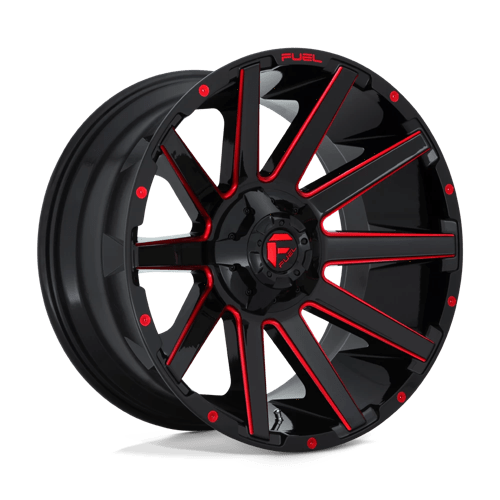 Fuel D643 Contra Gloss Black Red Tinted Clear 1-Piece Wheels