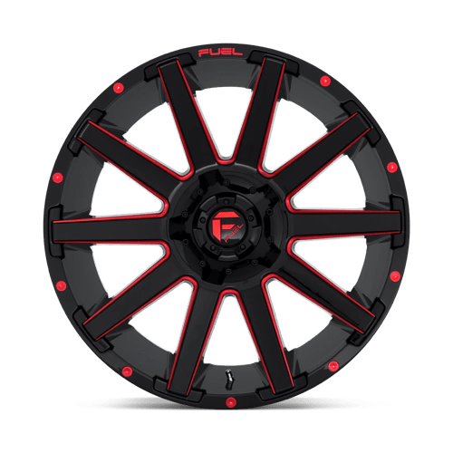 Fuel D643 Contra Gloss Black Red Tinted Clear 1-Piece Wheels