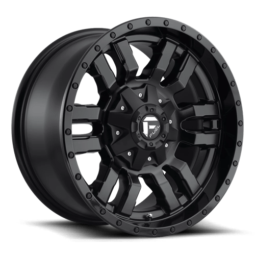 Fuel D596 Sledge Matte Black Gloss Black Lip 1-Piece Wheels