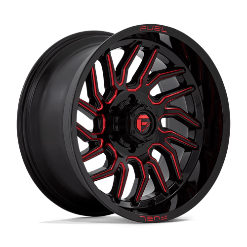 Fuel D808 Hurricane Gloss Black Milled Red Tint 1-Piece Wheels