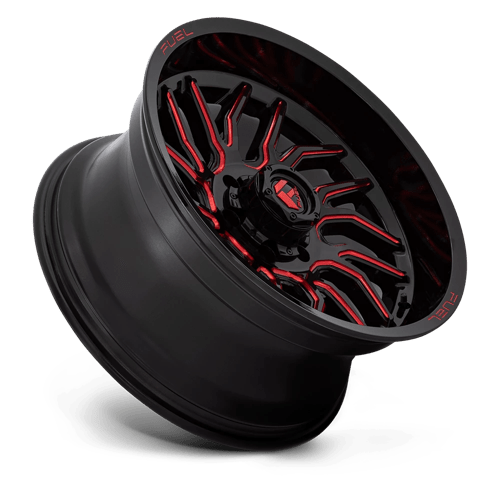 Fuel D808 Hurricane Gloss Black Milled Red Tint 1-Piece Wheels