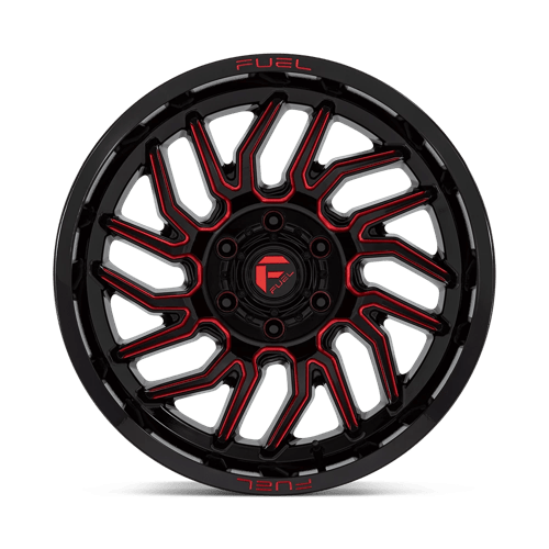 Fuel D808 Hurricane Gloss Black Milled Red Tint 1-Piece Wheels