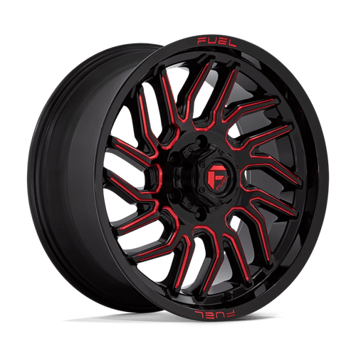 Fuel D808 Hurricane Gloss Black Milled Red Tint 1-Piece Wheels