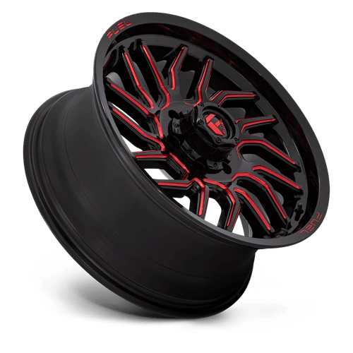 Fuel D808 Hurricane Gloss Black Milled Red Tint 1-Piece Wheels