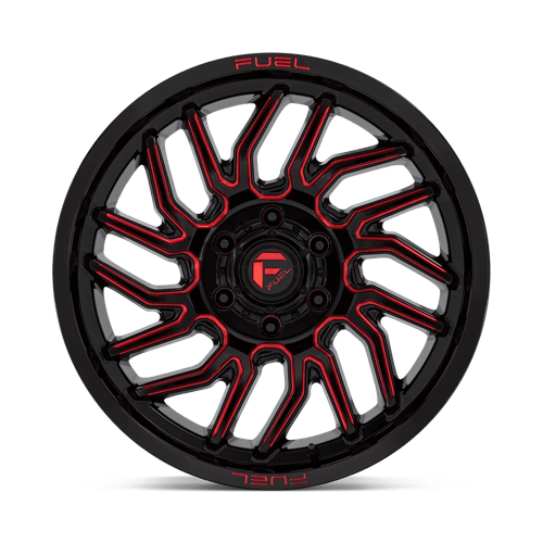 Fuel D808 Hurricane Gloss Black Milled Red Tint 1-Piece Wheels