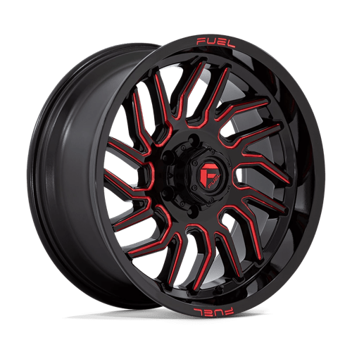 Fuel D808 Hurricane Gloss Black Milled Red Tint 1-Piece Wheels