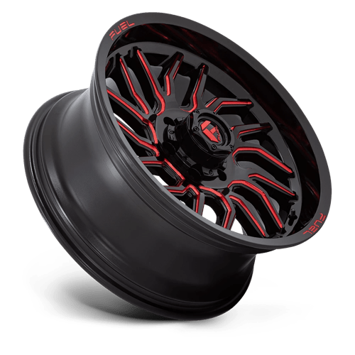 Fuel D808 Hurricane Gloss Black Milled Red Tint 1-Piece Wheels