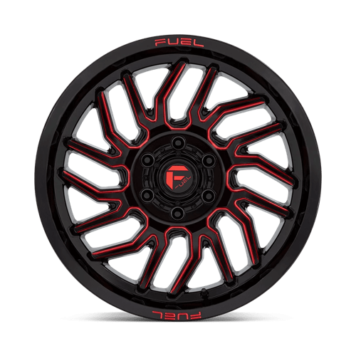 Fuel D808 Hurricane Gloss Black Milled Red Tint 1-Piece Wheels