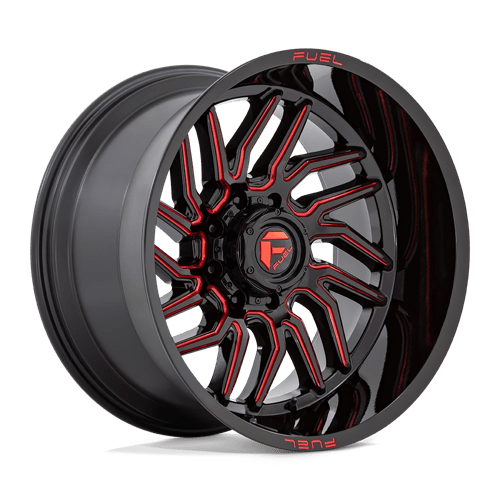 Fuel D808 Hurricane Gloss Black Milled Red Tint 1-Piece Wheels