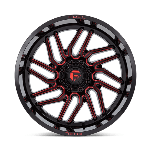 Fuel D808 Hurricane Gloss Black Milled Red Tint 1-Piece Wheels