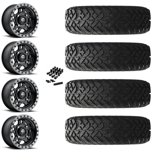 15" Fuel Anza D557 Black UTV Rims & 32" EFX Gripper R/T-K Tires 10 Ply Mounted