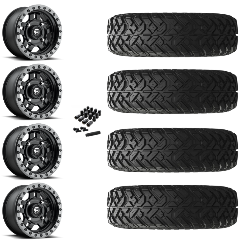 14" Fuel Anza D557 Black UTV Rims & 32" EFX Gripper R/T Tires 10 Ply Mounted