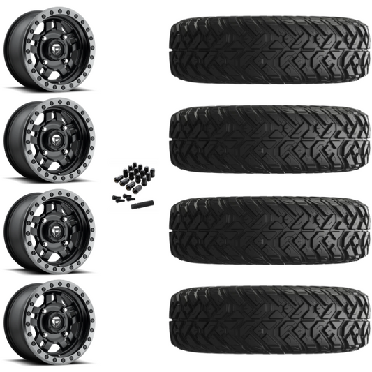 14" Fuel Anza D557 Black UTV Rims & 30" EFX Gripper Standard Tires 8 Ply Mounted