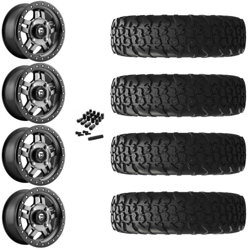 15" Fuel Anza D558 Anthracite UTV Rims & 35" EFX MotoVator R/T Tires 8 Ply Mounted