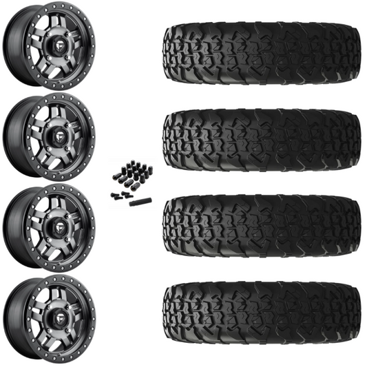 15" Fuel Anza D558 Anthracite UTV Rims & 35" EFX MotoVator R/T Tires 8 Ply Mounted