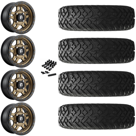 14" Fuel Anza D583 Bronze UTV Rims & 28" EFX Gripper R/T-K Tires 10 Ply Mounted