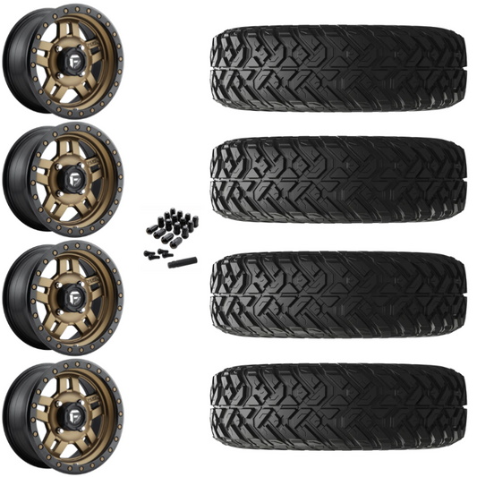 15" Fuel Anza D583 Bronze UTV Rims & 32" EFX Gripper R/T Tires 10 Ply Mounted