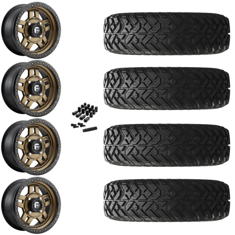 14" Fuel Anza D583 Bronze UTV Rims & 32" EFX Gripper R/T Tires 10 Ply Mounted