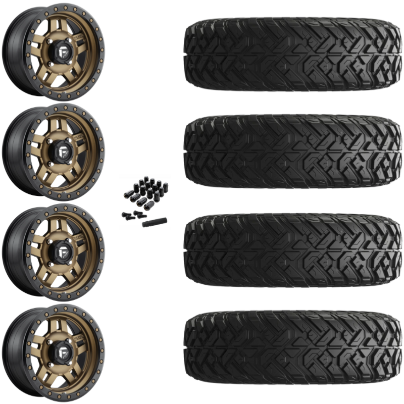 14" Fuel Anza D583 Bronze UTV Rims & 28" EFX Gripper Standard Tires 8 Ply Mounted