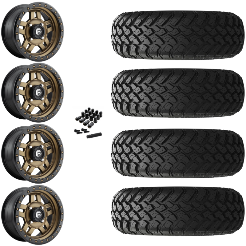 14" Fuel Anza D583 Bronze UTV Rims & 30" EFX MotoHammer Tires 8 Ply Mounted