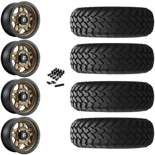 14" Fuel Anza D583 Bronze UTV Rims & 30" EFX MotoHammer Tires 8 Ply Mounted