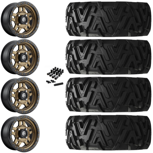 14" Fuel Anza D583 Bronze UTV Rims & 30" EFX MotoMTC Tires 6 Ply Mounted