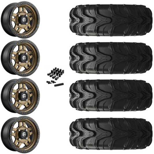 14" Fuel Anza D583 Bronze UTV Rims & 27" EFX MotoMax Tires 6 Ply Mounted