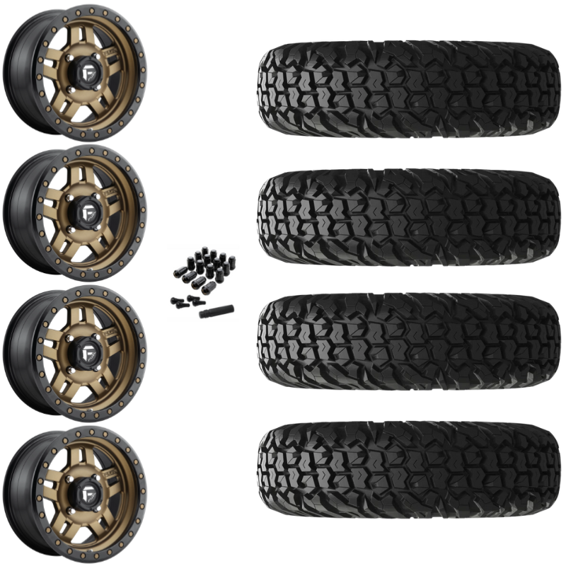 15" Fuel Anza D583 Bronze UTV Rims & 30" EFX MotoVator Tires 8 Ply Mounted