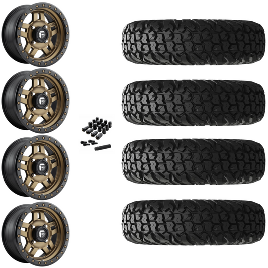 15" Fuel Anza D583 Bronze UTV Rims & 30" EFX MotoVator Tires 8 Ply Mounted