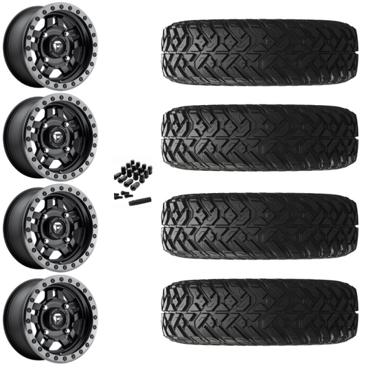 14" Fuel Anza D917 Beadlock Black UTV Rims & 30" EFX Gripper R/T Tires 10 Ply Mounted