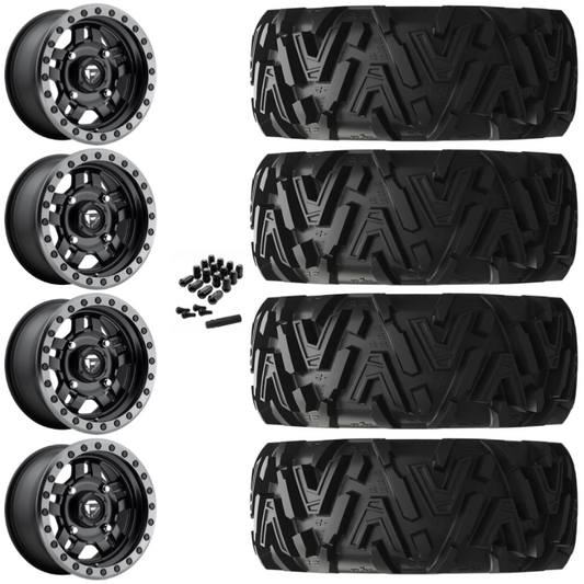 14" Fuel Anza D917 Beadlock Black UTV Rims & 26" EFX MotoMTC Tires 6 Ply Mounted