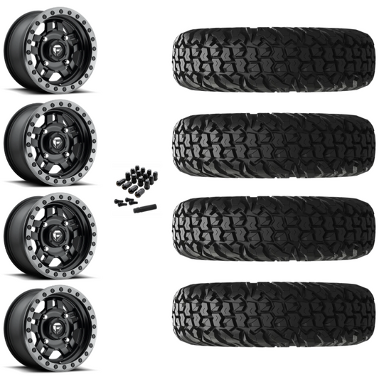 14" Fuel Anza D917 Beadlock Black UTV Rims & 27" EFX MotoVator Tires 8 Ply Mounted