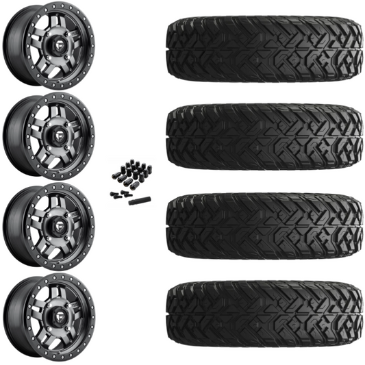 14" Fuel Anza D918 Beadlock Anthracite UTV Rims & 32"EFX Gripper Standard Tires 8 Ply Mounted