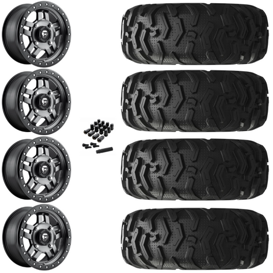 14" Fuel Anza D918 Beadlock Anthracite UTV Rims & 26" EFX MotoForce Tires 6 Ply Mounted