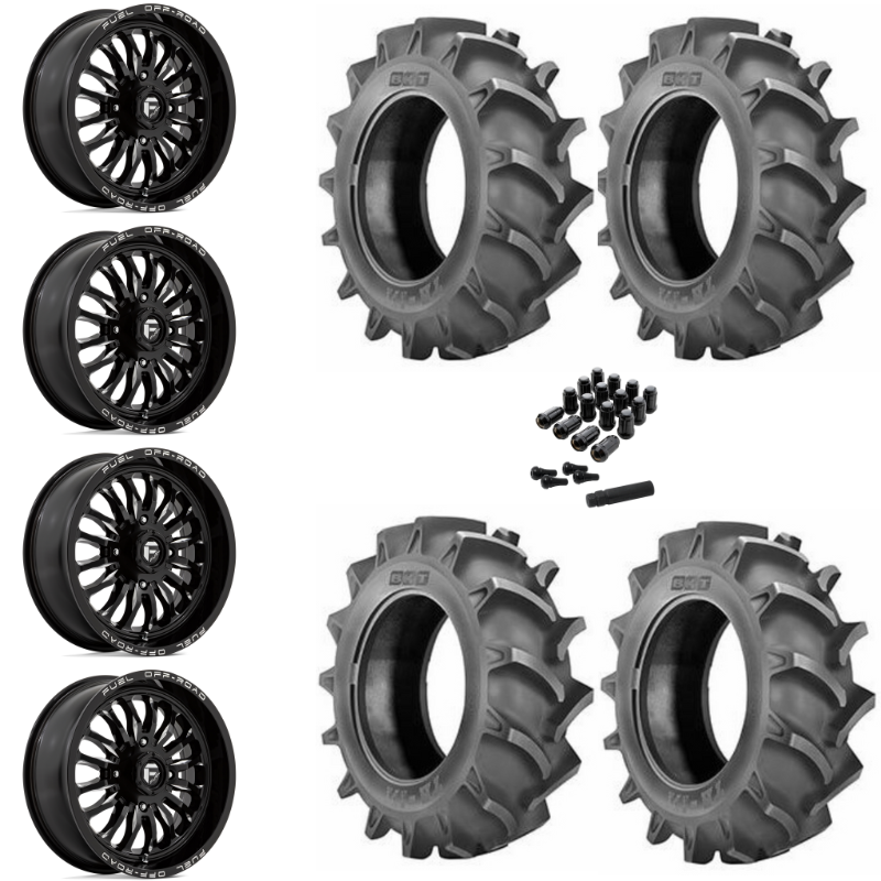 18" Fuel Arc D821 Black Milled UTV Rims & 33" BKT TR171 Tires 6 Ply Mounted