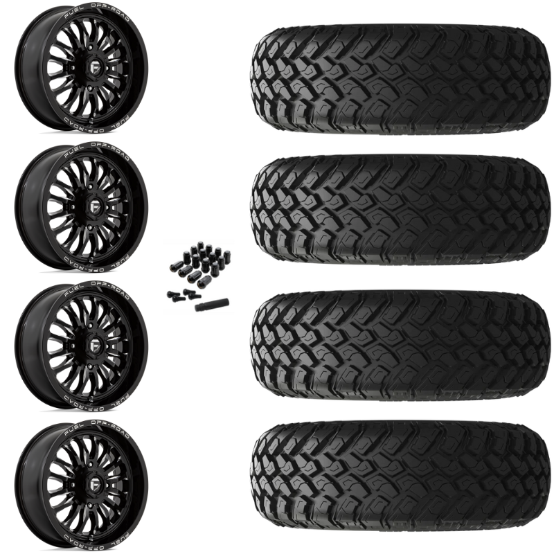 20" Fuel Arc D821 Black Milled UTV Rims & 34" EFX MotoHammer Tires 8 Ply Mounted