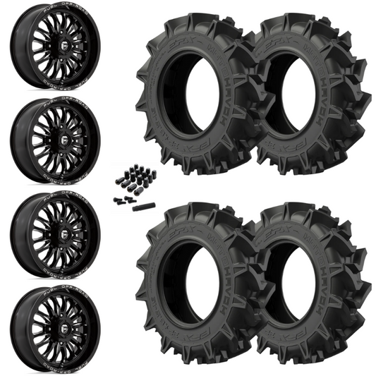 18" Fuel Arc D821 Black Milled UTV Rims & 34" EFX MotoHavok Tires 6 Ply Mounted