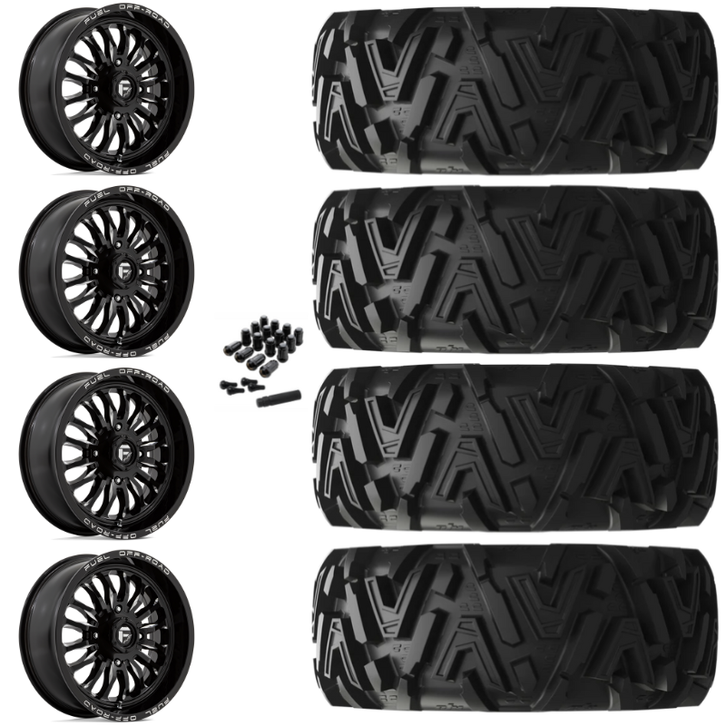 20" Fuel Arc D821 Black Milled UTV Rims & 34" EFX MotoMTC Tires 6 Ply Mounted