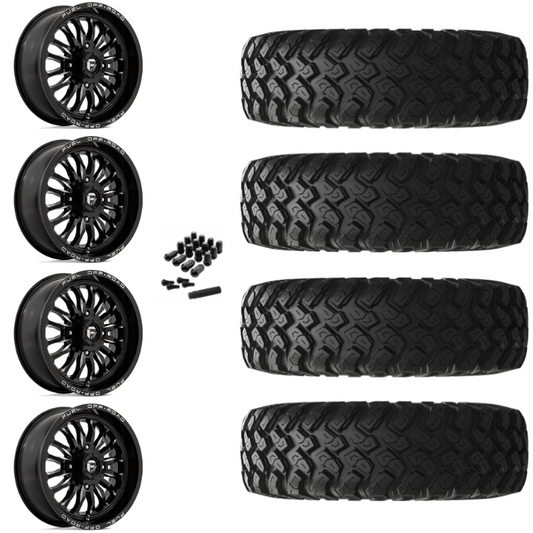 22" Fuel Arc D821 Black Milled UTV Rims & 35" EFX MotoRally Tires 8 Ply Mounted